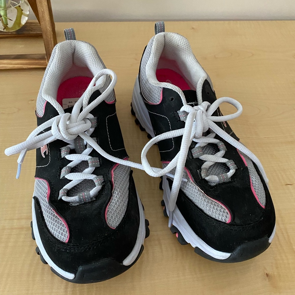 Kids Black and Pink Sneakers